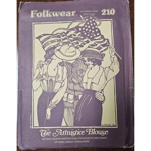 Folkwear 210 Armistice Blouse‎ Shirt Tops WW1 Costume Sewing Pattern VTG LARP
